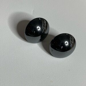 Hematite Round Button Earrings